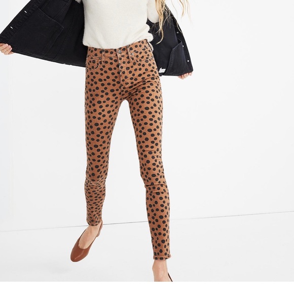 Madewell Pants - Madewell 10" High-Rise Skinny Jeans Leopard Dot 26